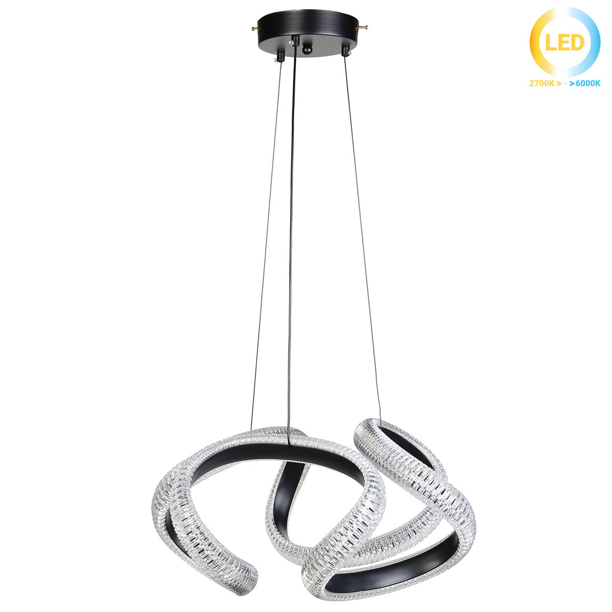 Φωτιστικό Κρεμαστό Μεταλλικό LED 52W 48x45x24 εκ. Μαύρο με Ακρυλικό