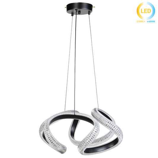 Φωτιστικό Κρεμαστό Μεταλλικό LED 52W 48x45x24 εκ. Μαύρο με Ακρυλικό