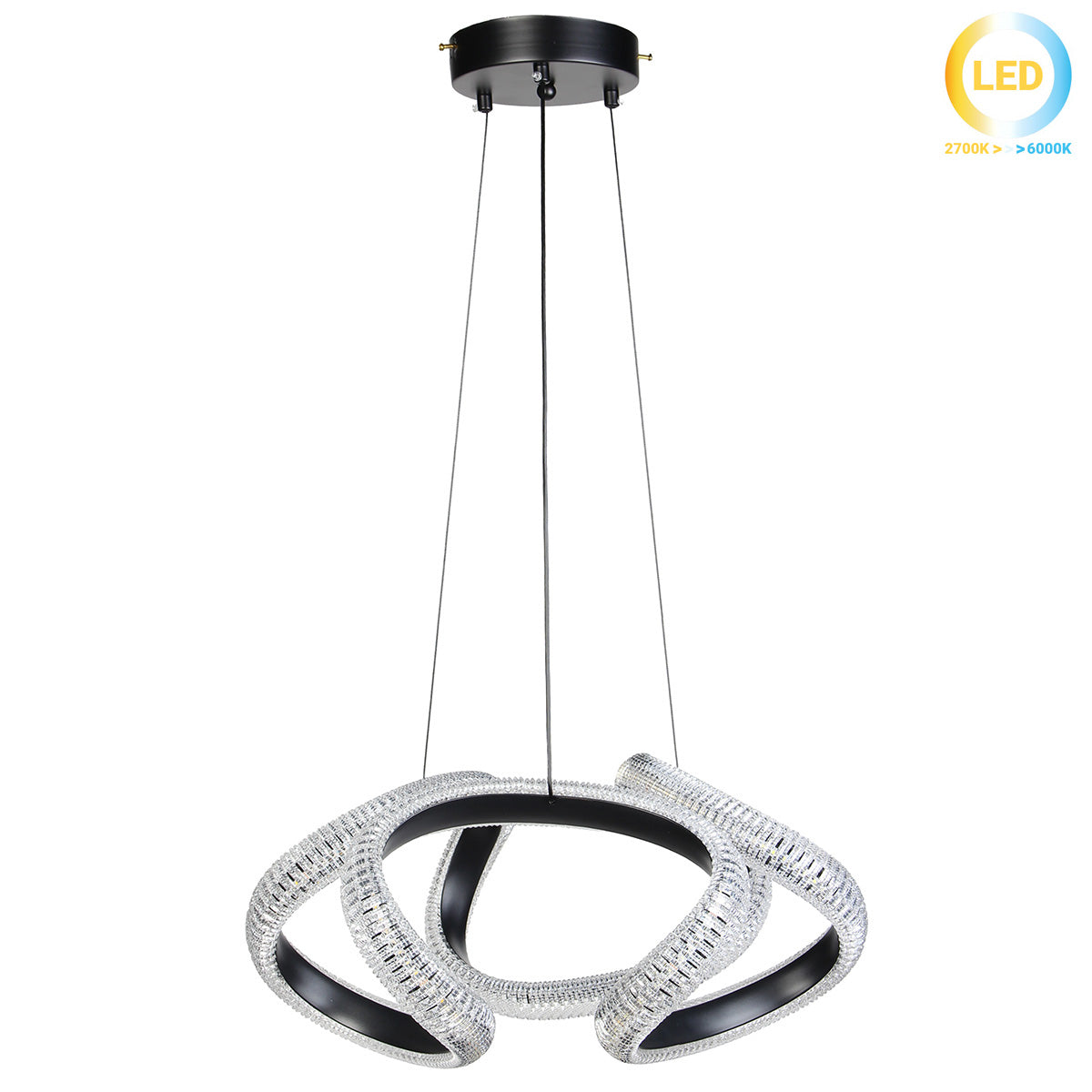 Φωτιστικό Κρεμαστό Μεταλλικό LED 52W 48x45x24 εκ. Μαύρο με Ακρυλικό