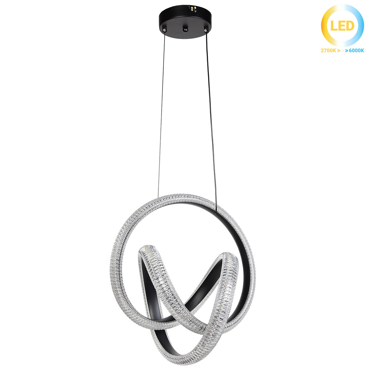 Φωτιστικό Κρεμαστό Μεταλλικό LED 50W 38x34x43 εκ. Μαύρο με Ακρυλικό