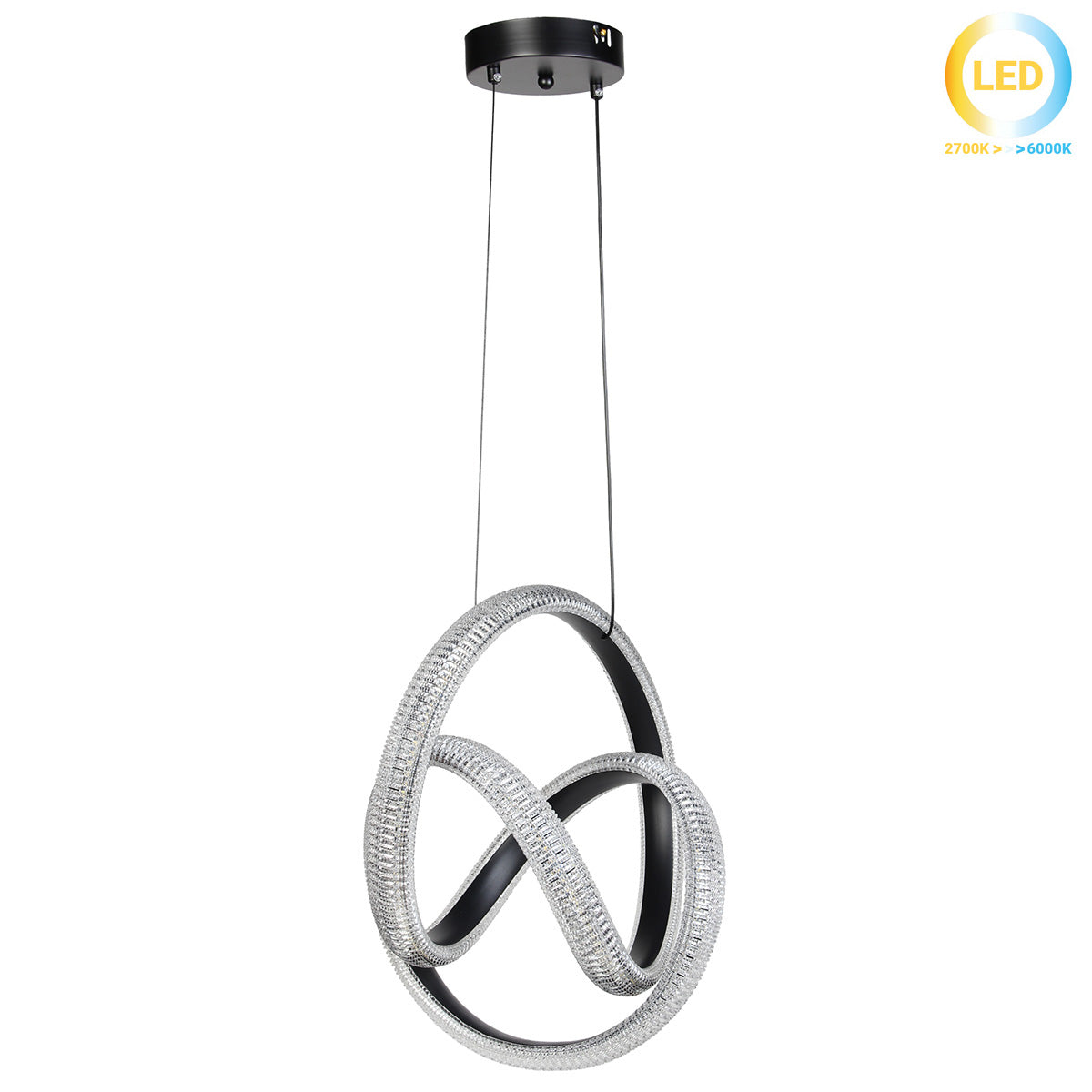 Φωτιστικό Κρεμαστό Μεταλλικό LED 50W 38x34x43 εκ. Μαύρο με Ακρυλικό