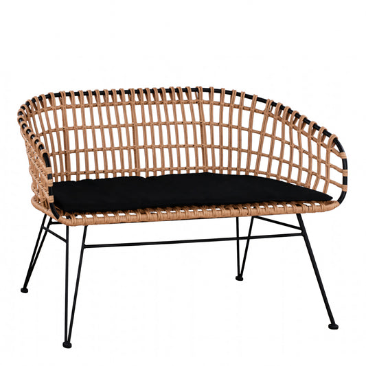 Καναπές Κήπου Arvenius Φυσικό/Μαύρο Rattan 124x57x77