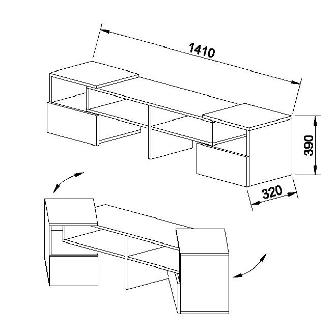 Έπιπλο Τηλεόρασης Orne Καφέ με Λευκό 141x32x39