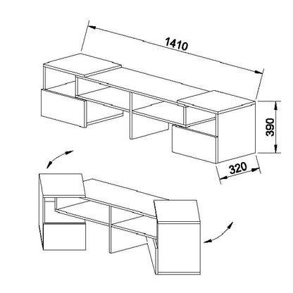 Έπιπλο Τηλεόρασης Orne Καφέ με Λευκό 141x32x39