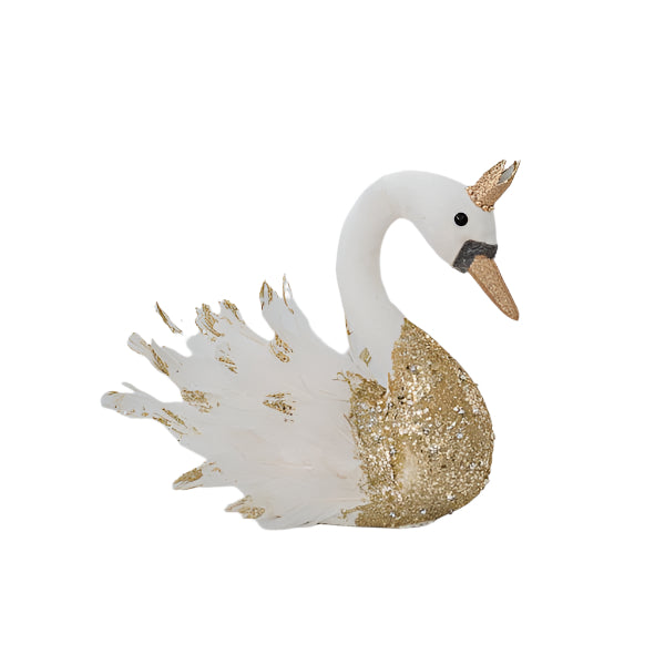 ΒΕΛΟΥΔΙΝΟΣ ΚΥΚΝΟΣ ΛΕΥΚΟΣ ΜΕ ΧΡΥΣΟ ΓΚΛΙΤΕΡ 27x22x28