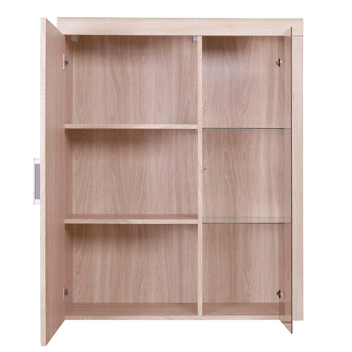 Κρεμαστή Βιτρίνα Δίφυλλη Damis 90.5x35x113.5 Σονόμα με Τζάμι και MDF Διακόσμηση