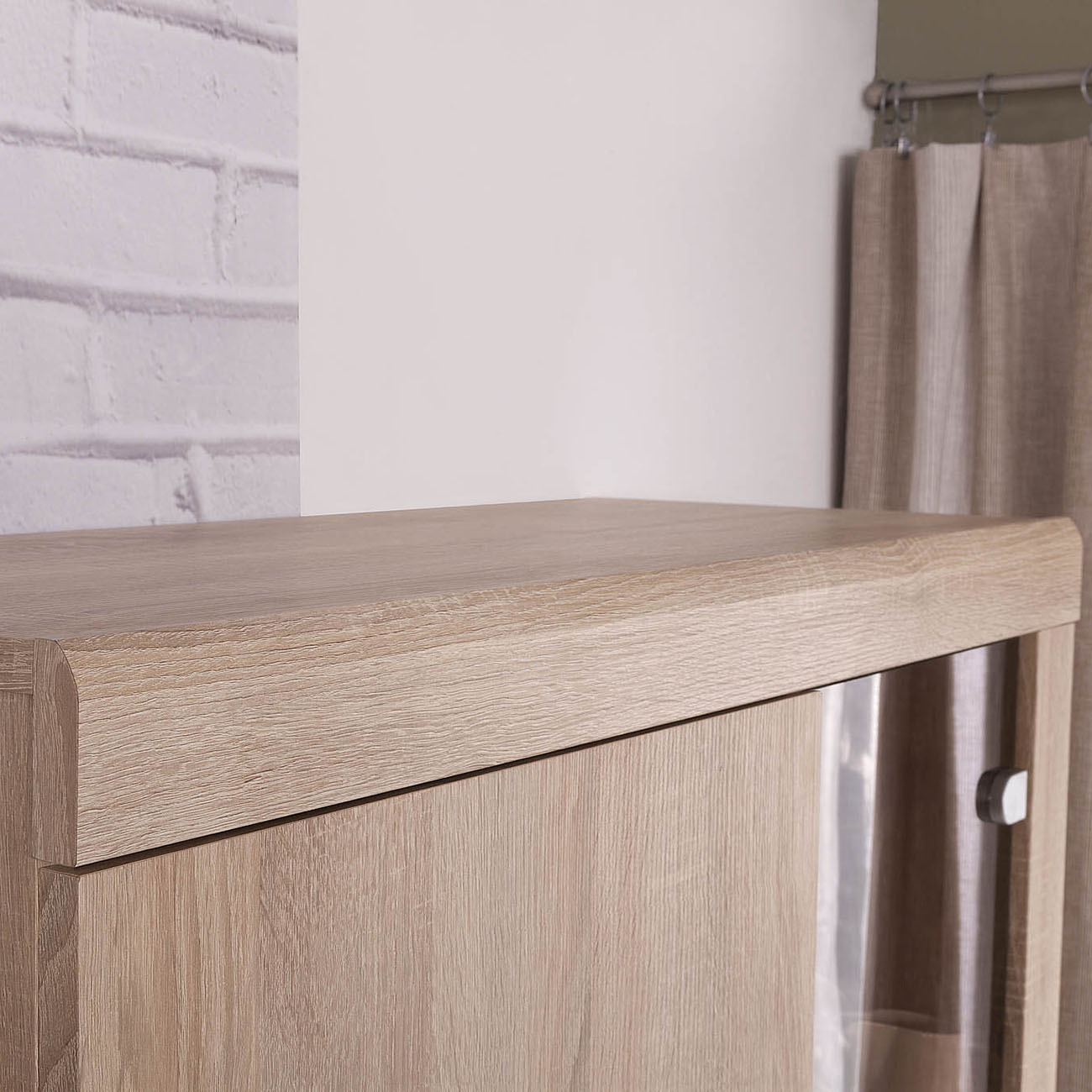 Κρεμαστή Βιτρίνα Δίφυλλη Damis 90.5x35x113.5 Σονόμα με Τζάμι και MDF Διακόσμηση