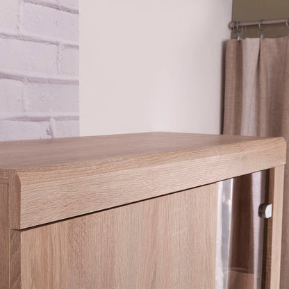 Κρεμαστή Βιτρίνα Δίφυλλη Damis 90.5x35x113.5 Σονόμα με Τζάμι και MDF Διακόσμηση