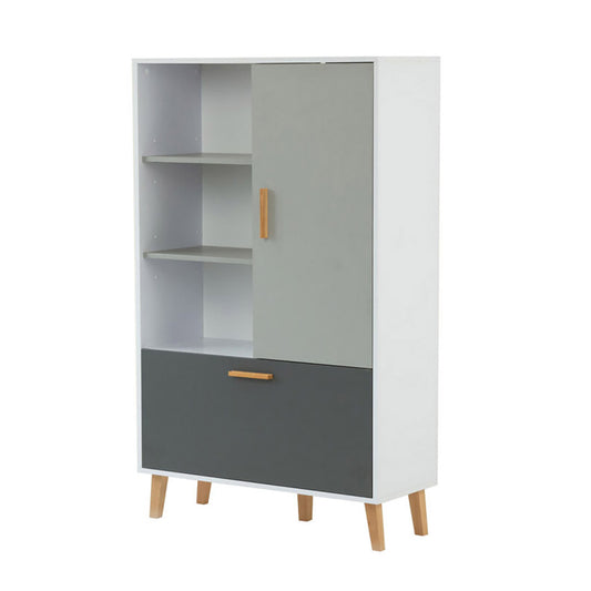 Ραφιέρα Timmy Λευκό-Γραφίτη-Γκρι 90x36x147