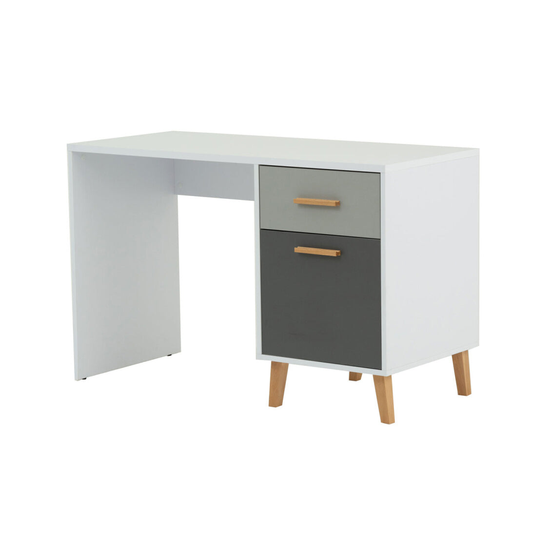 Γραφείο Timmy Λευκό-Γραφίτη-Γκρι 120x53.7x77