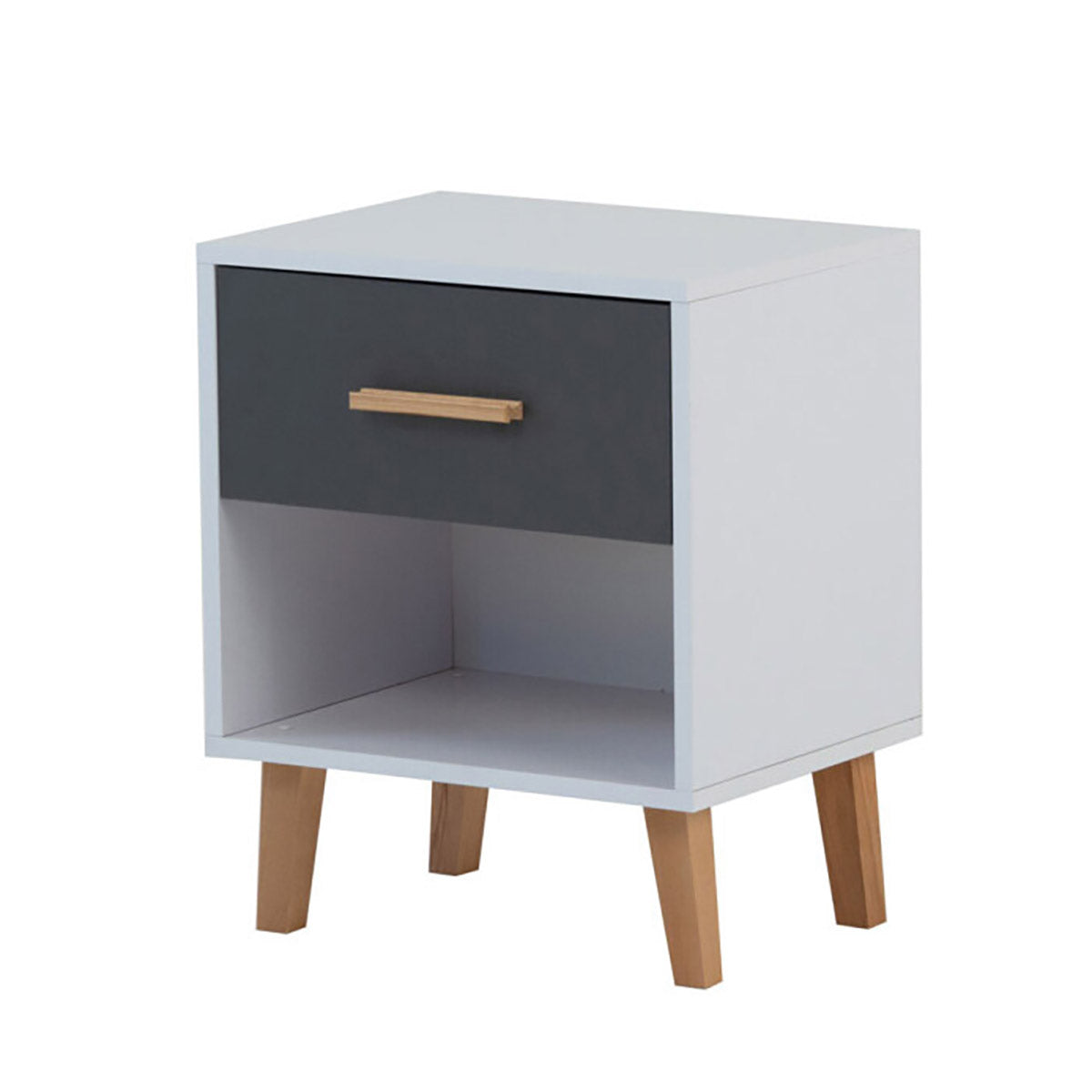 Κομοδίνο Timmy Λευκό-Γραφίτη-Γκρι 46.8x36x57.1