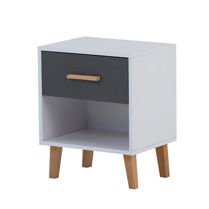 Κομοδίνο Timmy Λευκό-Γραφίτη-Γκρι 46.8x36x57.1