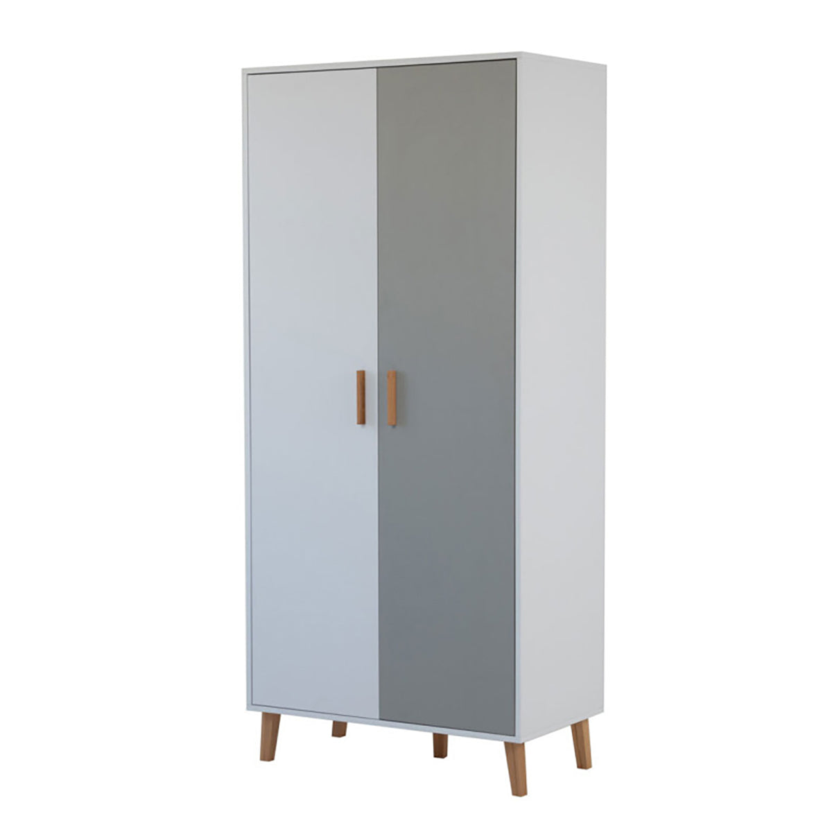 Ντουλάπα Timmy 2D Λευκό-Γραφίτη-Γκρι 90x50x199