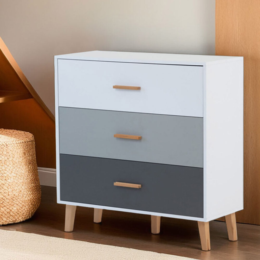 Συρταριέρα Timmy Λευκό-Γραφίτη-Γκρι 90x36x92