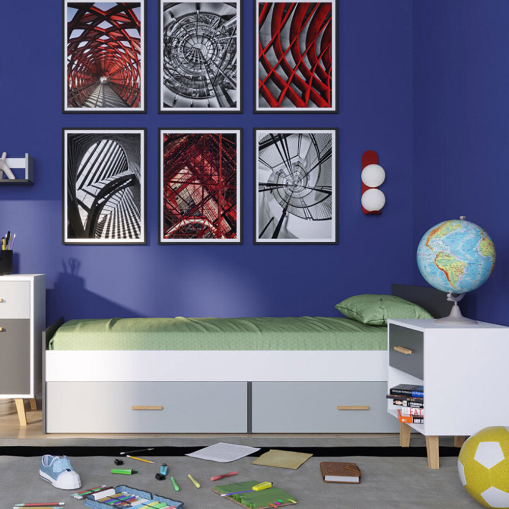 Κρεβάτι Timmy Λευκό-Γραφίτη-Γκρι Χωρίς Πάτωμα 90x200εκ