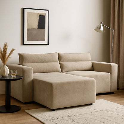 Γωνιακός Καναπές Κρεβάτι Silver με Αναστρέψιμη Γωνία Μπεζ 245x148x94