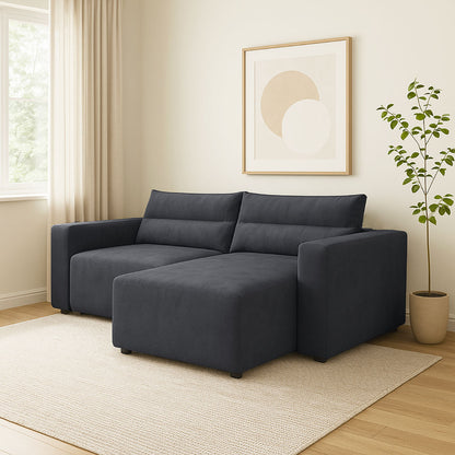 Γωνιακός Καναπές Κρεβάτι Silver με Αναστρέψιμη Γωνία Σκούρο Μπλε 245x148x94