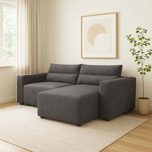 Γωνιακός Καναπές Κρεβάτι Silver με Αναστρέψιμη Γωνία Γκρι 245x148x94