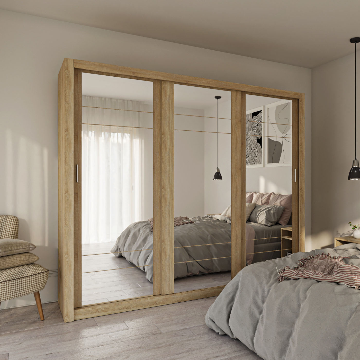 Ντουλάπα Grandio Σονόμα με Καθρέφτη 250x60x215