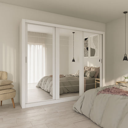 Ντουλάπα Grandio Λευκή με Καθρέφτη 250x60x215