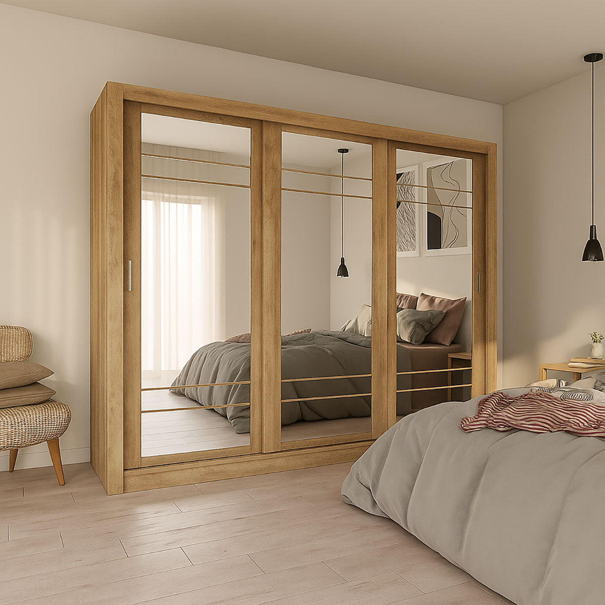 Ντουλάπα Grandio Χρυσό Δρυς με Καθρέφτη 250x60x215