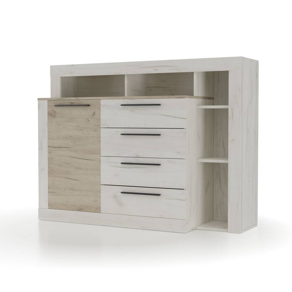 Μπουφές Milana Λευκό-Γκρι Δρυς 140.2x46.5x107.3