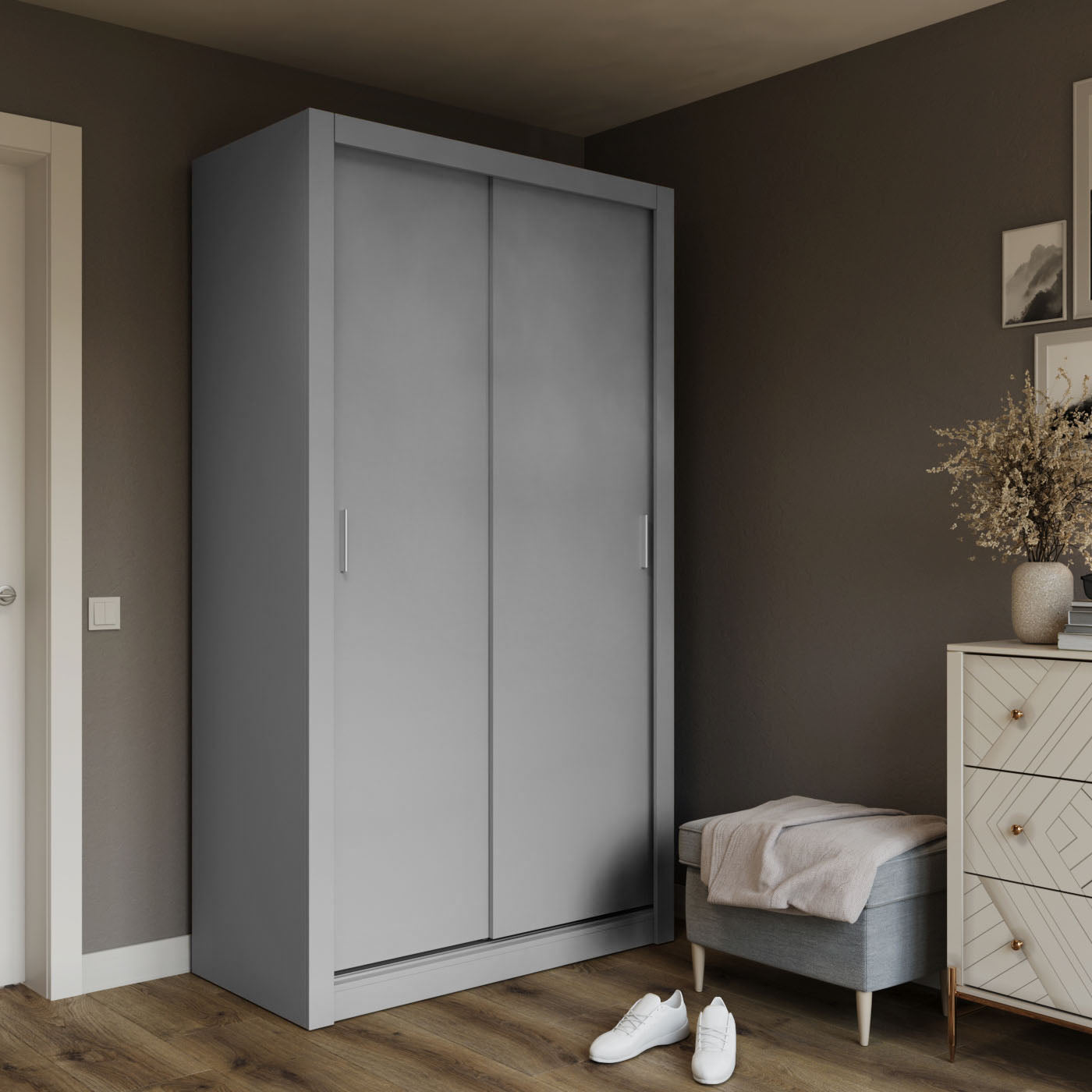 Ντουλάπα Linea Γκρι 120x60x215