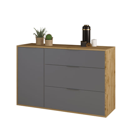 Μπουφές Nitro Γκρι Γραφίτη με Βελανιδιά 120x40x80