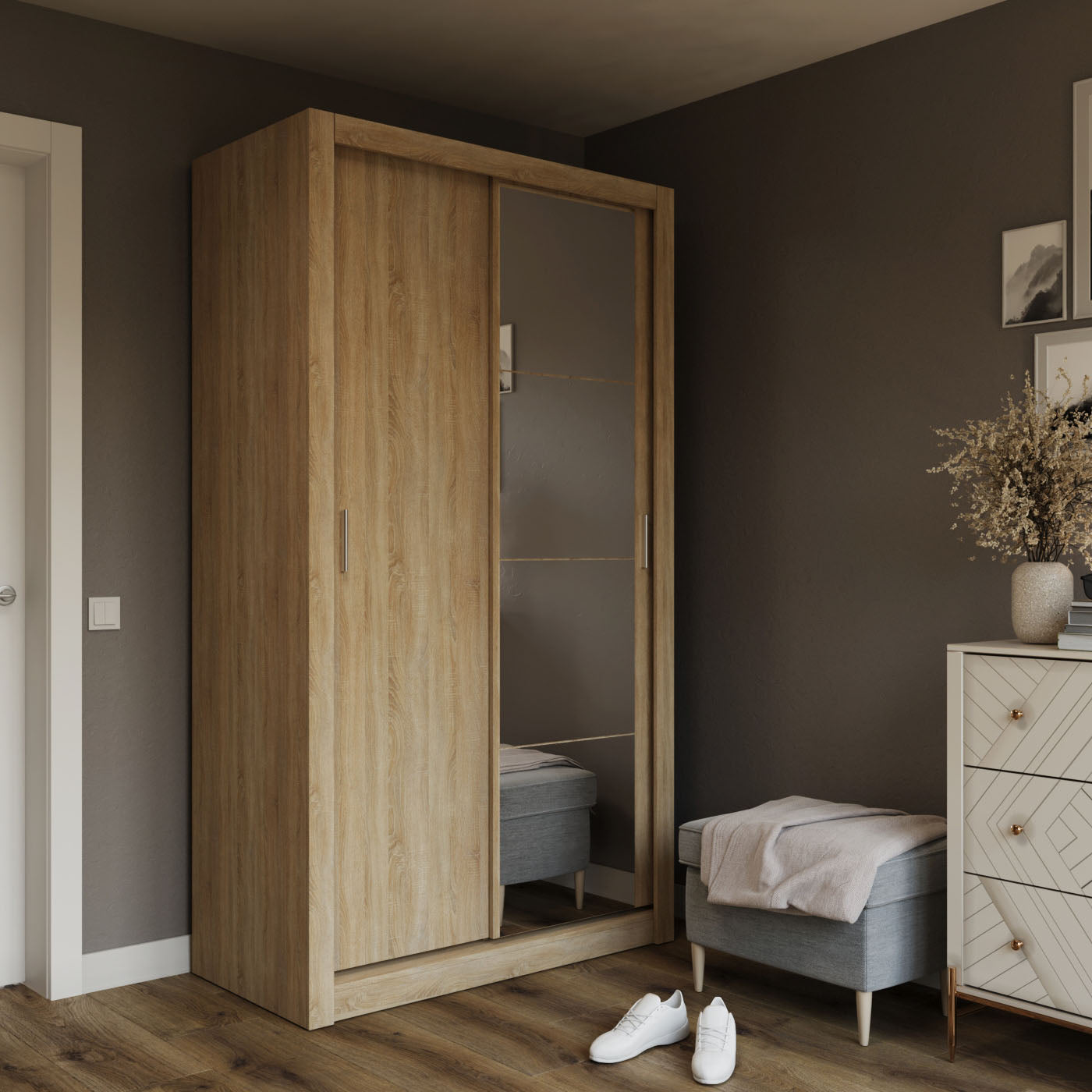 Ντουλάπα Linea Σονόμα με Καθρέφτη 120x60x215