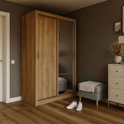 Ντουλάπα Linea Χρυσό Δρυς με Καθρέφτη 120x60x215