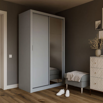 Ντουλάπα Linea Γκρι με Καθρέφτη 120x60x215