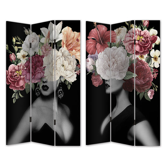 Παραβάν "Γυναίκα Με Λουλούδια" Καμβάς/Ξύλο 120x180x2.5cm