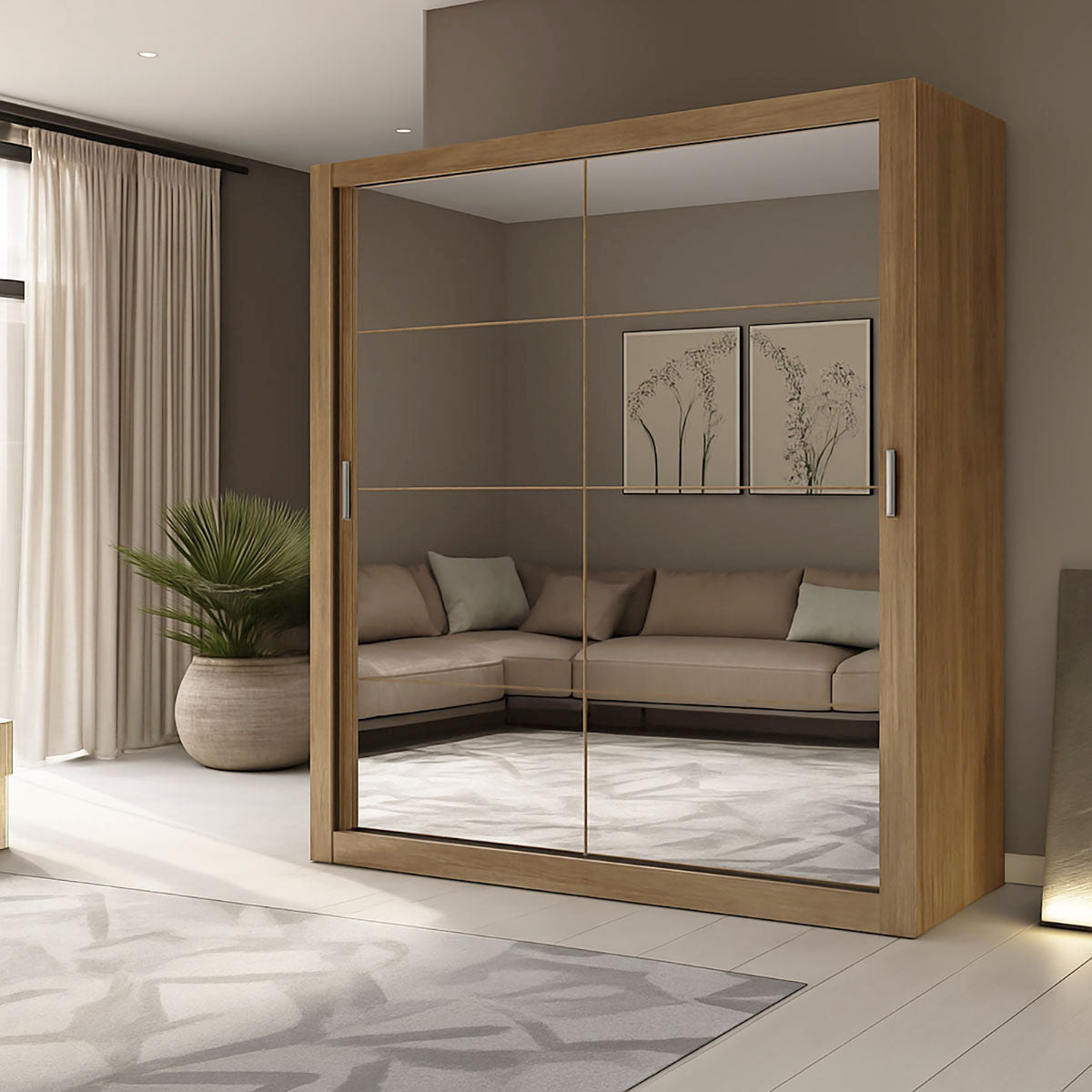 Ντουλάπα Reflex Χρυσό Δρυς με Καθρέφτη 180x60x215