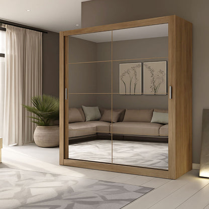 Ντουλάπα Reflex Χρυσό Δρυς με Καθρέφτη 180x60x215