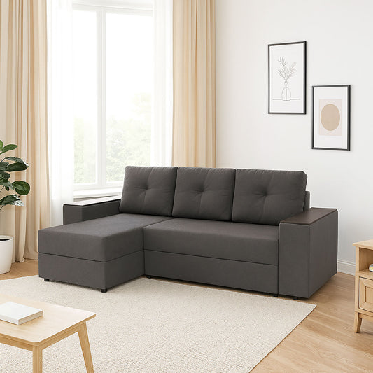 Γωνιακός Καναπές Κρεβάτι Triumph με Αναστρέψιμη Γωνία Γκρι 241x147x94