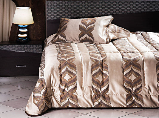 Σετ Κουβερλί Υπέρδιπλο Art 1469 220x240εκ Εμπριμέ-Χρυσαφί-Καφέ