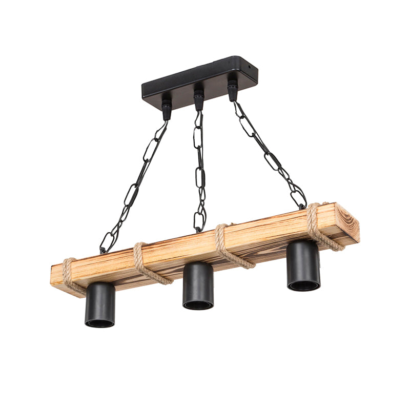 Φωτιστικό Οροφής Τρίφωτο PWL-1027 Ε27 Φυσικό-Μαύρο 48.5x10x47