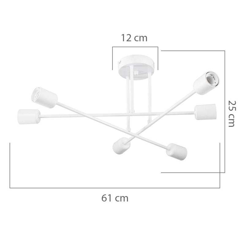 Φωτιστικό Οροφής Εξάφωτο PWL-1122 Ε27 Χρυσό Φ61X25