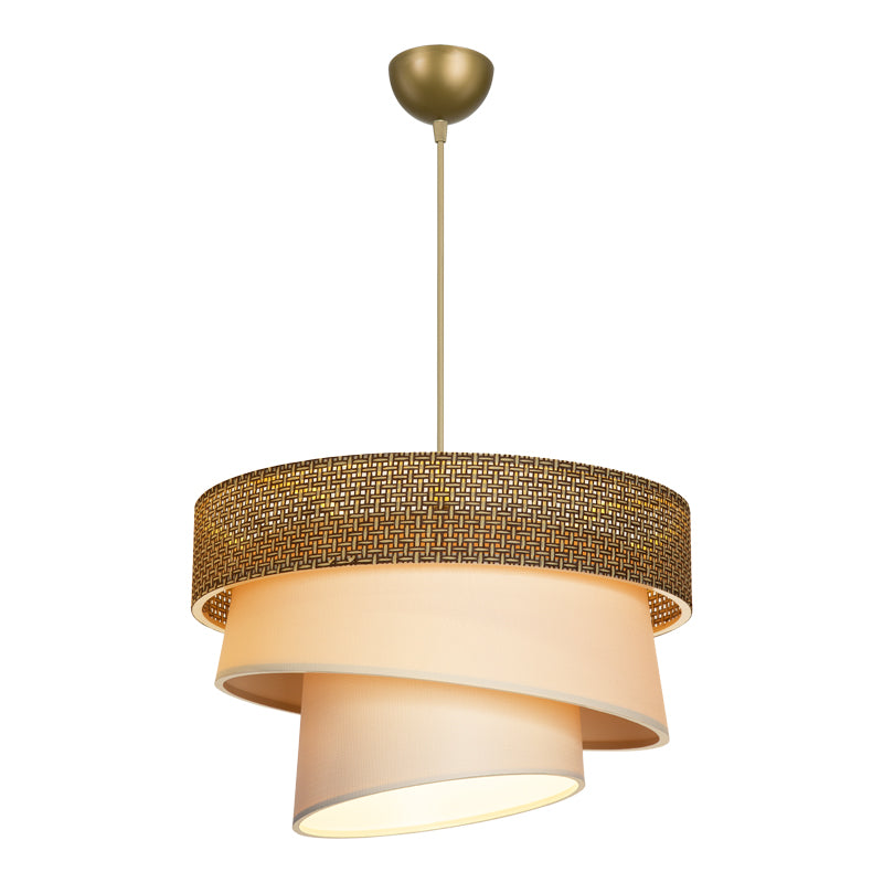 Φωτιστικό Οροφής Μονόφωτο Tazma Ύφασμα σε Καφέ και Κρεμ Απόχρωση Φ38x65