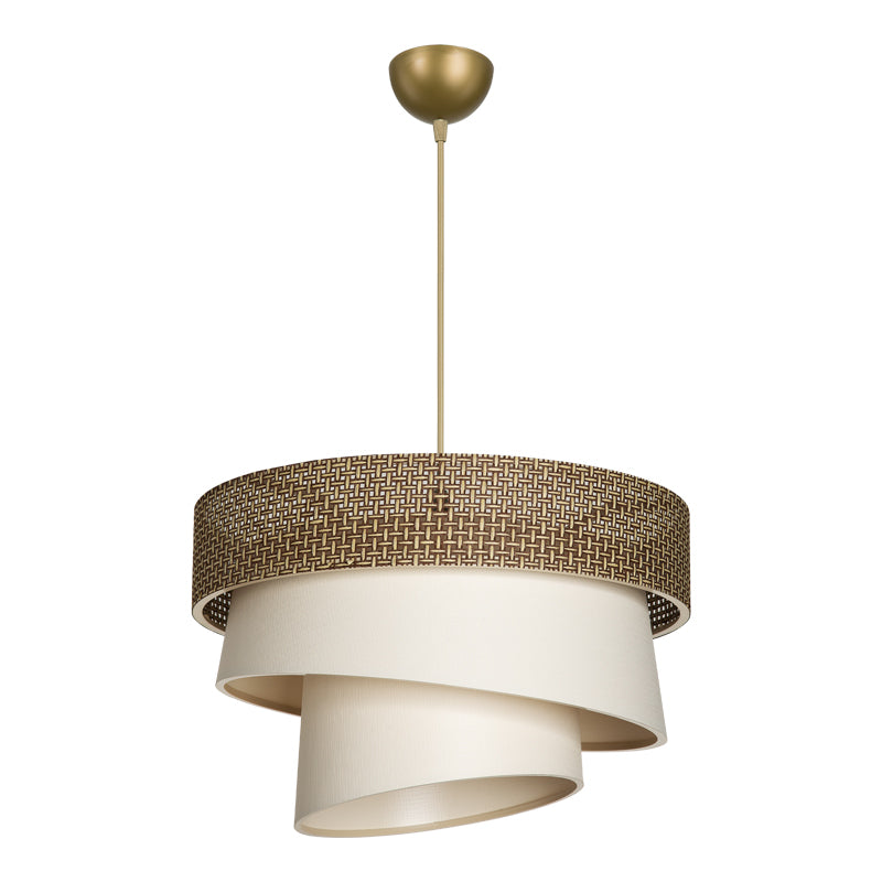 Φωτιστικό Οροφής Μονόφωτο Tazma Ύφασμα σε Καφέ και Κρεμ Απόχρωση Φ38x65