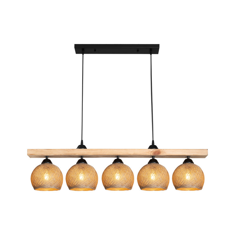 Φωτιστικό Οροφής Πεντάφωτο Salote Ε27 σε Καφέ-Φυσική Απόχρωση 100x18x24