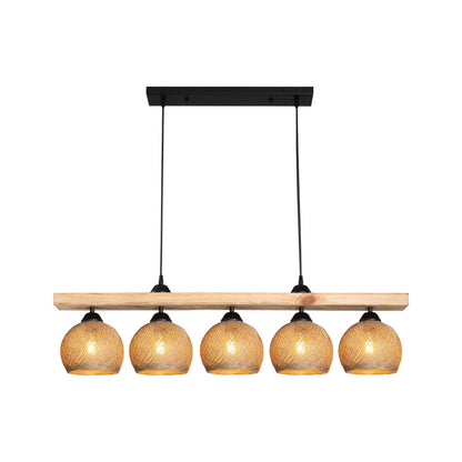 Φωτιστικό Οροφής Πεντάφωτο Salote Ε27 σε Καφέ-Φυσική Απόχρωση 100x18x24