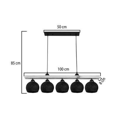 Φωτιστικό Οροφής Πεντάφωτο Salote Ε27 σε Καφέ-Μαύρη Απόχρωση 100x18x24