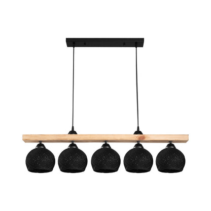 Φωτιστικό Οροφής Πεντάφωτο Salote Ε27 σε Καφέ-Μαύρη Απόχρωση 100x18x24