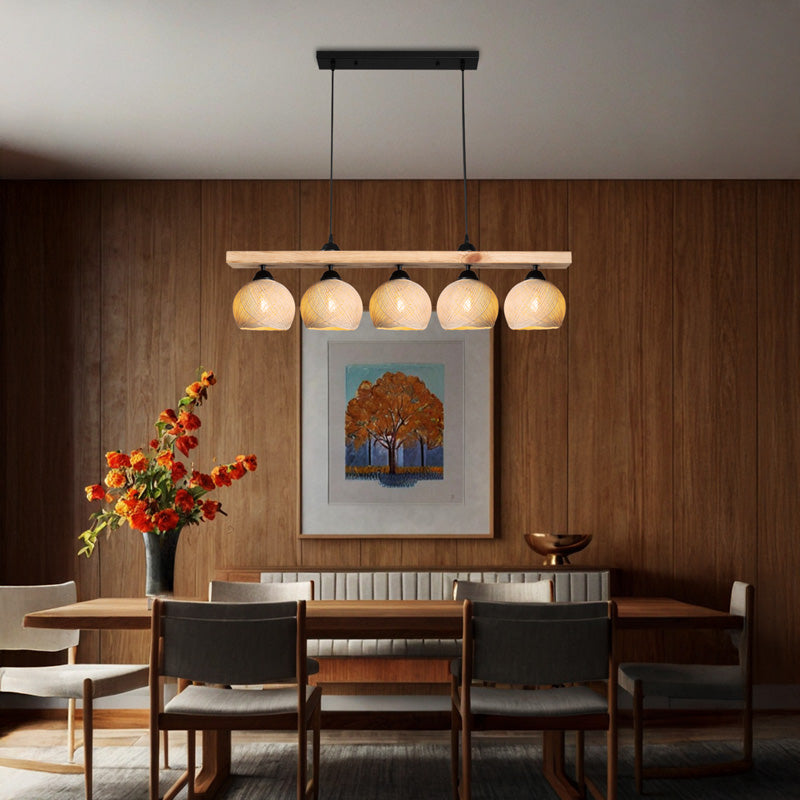 Φωτιστικό Οροφής Πεντάφωτο Salote Ε27 σε Καφέ-Κρέμα Απόχρωση 100x18x24