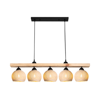 Φωτιστικό Οροφής Πεντάφωτο Salote Ε27 σε Καφέ-Κρέμα Απόχρωση 100x18x24