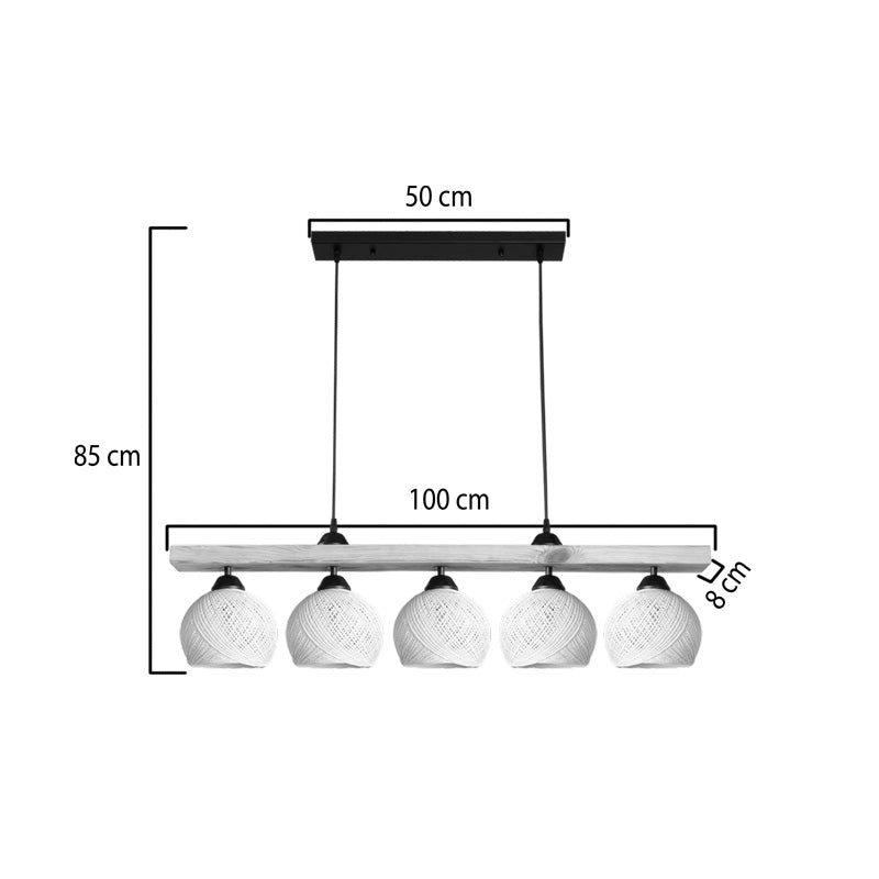 Φωτιστικό Οροφής Πεντάφωτο Salote Ε27 σε Καφέ-Κρέμα Απόχρωση 100x18x24