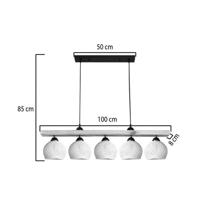 Φωτιστικό Οροφής Πεντάφωτο Salote Ε27 σε Καφέ-Κρέμα Απόχρωση 100x18x24