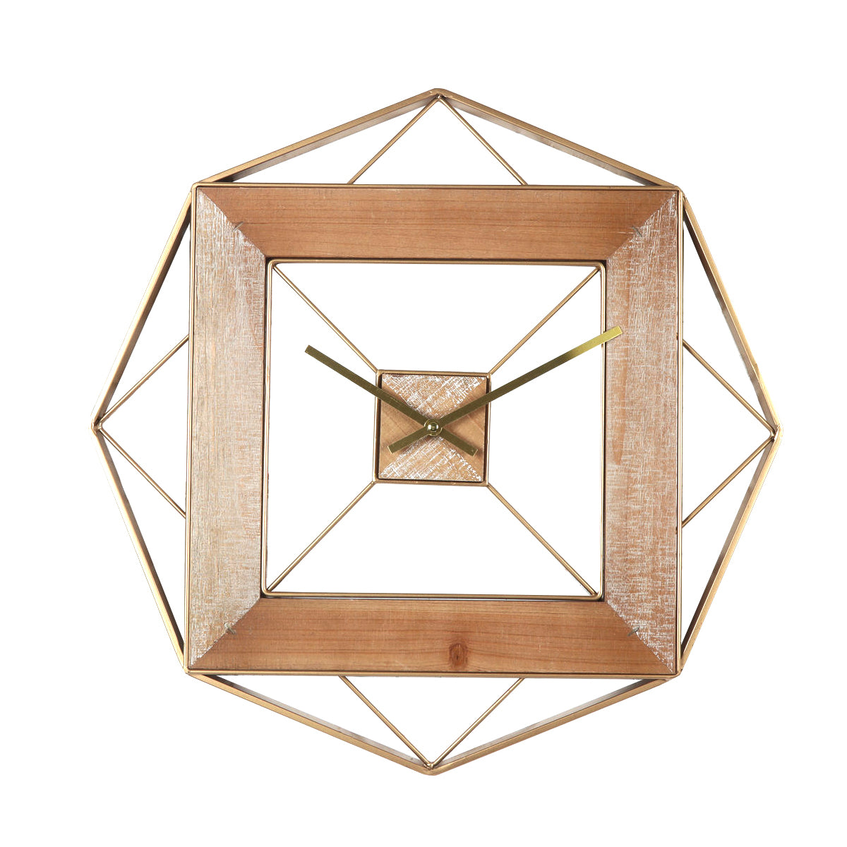 Wall Clock Gold/Natural Metal/MDF 51x51x4.5