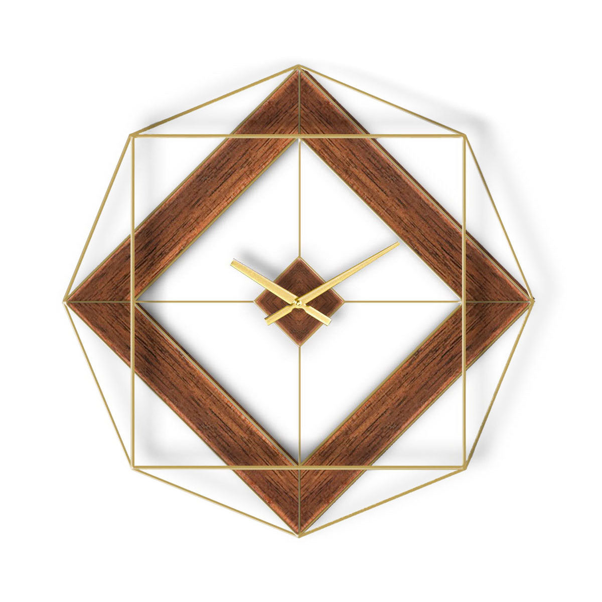 Wall Clock Gold/Natural Metal/MDF 51x51x7.5
